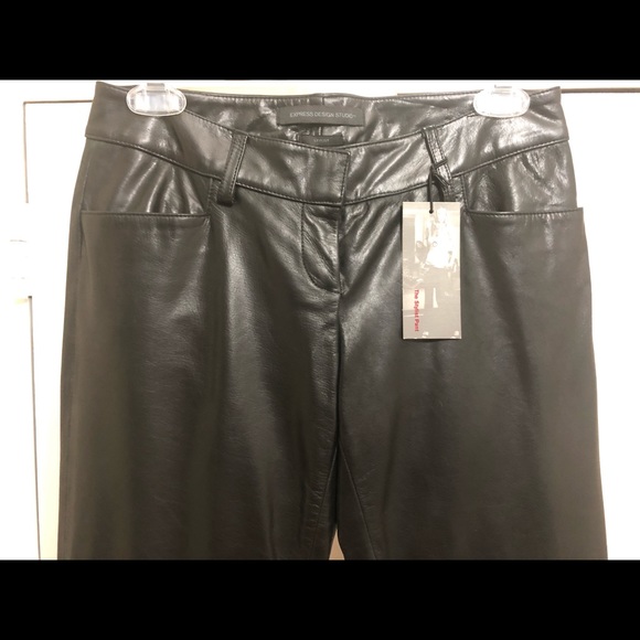 BNWT EXPRESS STYLIST BLACK LEATHER PANTS 0 - Picture 3 of 8